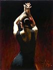 Fabian Perez flamenco dancer in black Dress painting